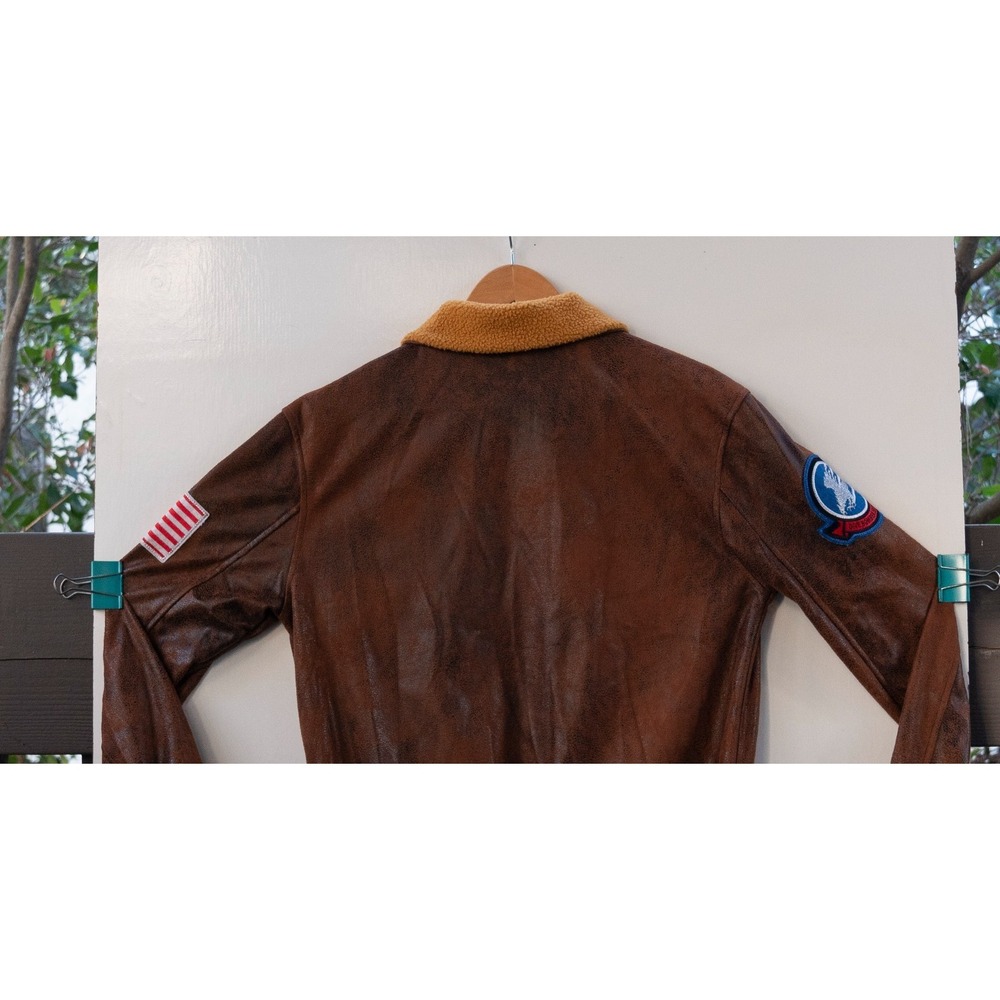 Top Gun Maverick Jacket Men's Small Spirit Halloween Costume Faux Leather Bomber - Picture 8 of 9